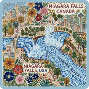 n0402 Floral Map 2 Coaster