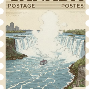 n0901 Waterfall Vintage Illustration magnet