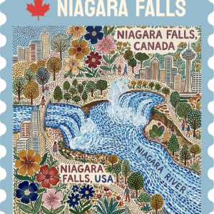 n0904 Floral Waterfall Stamp magnet