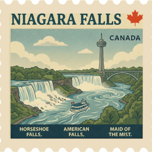 n0905 Waterfall Landscape Stamp magnet
