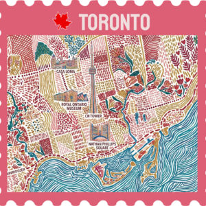 t0903  Floral Map Stamp magnet