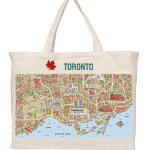 t1002 Red Map Large Tote