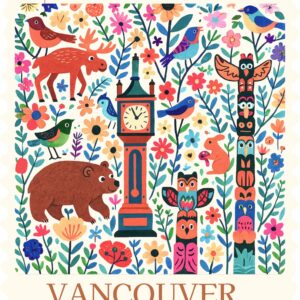 v0904 Floral Clock & Totem magnet