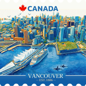 v0918 Birds Eye View of Vancouver magnet