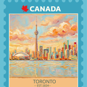 t0302 CN Tower Oil Painting sticker