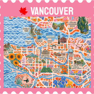 v0914 Floral Map Stamp magnet